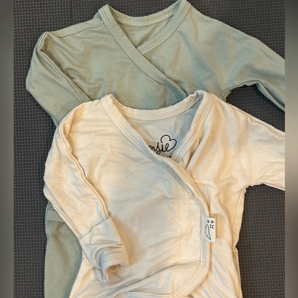 Kids Pajama Tops - Cream and Green by